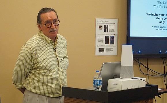 James Vigeant, president of The Ealey Project, speaks during a presentation at the Richmond Public Library on Saturday with members of the Greater Richmond Chapter of the Afro-American Historical Genealogical Society. Photo by George Copeland Jr./Richmond Free Press.